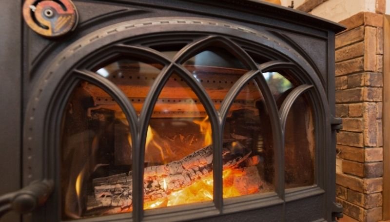 a cast iron wood-burning stove