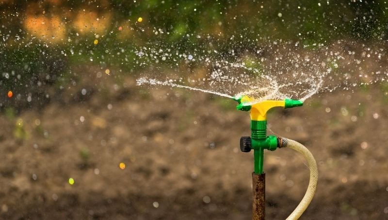 a working sprinkler irrigation system for the backyard