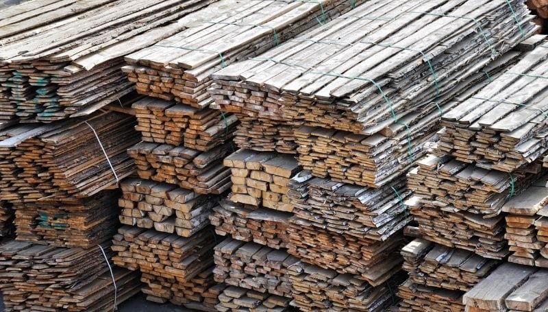 stacks of salvage wood