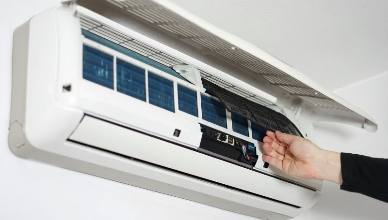 changing the filter of a split type AC, one of the most efficient air conditioner